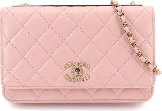 Chanel Pink Leather Chain/Shoulder Wallet (Pre-Owned)