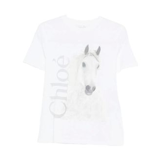 Chlo&eacute; Crew-neck logo T-shirt - female - Chlo&eacute; - T-Shirts - White - S - Tops