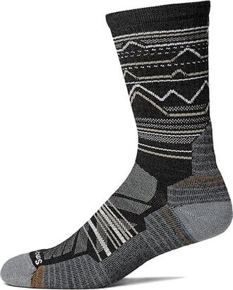 Smartwool Performance Hike Light Cushion Mountain Range Pattern Crew Mens Crew Cut Socks Shoes Charcoal/Light Gray : XL (Mens Shoe 12-14.5)