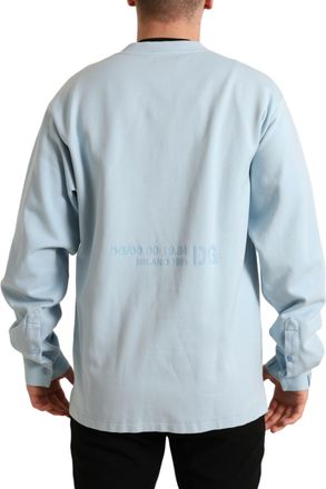 Dolce & Gabbana Light Blue Cotton Buttoned Pullover Mens Sweater