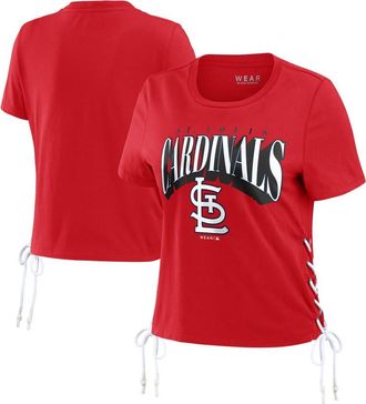 WEAR by Erin Andrews Womens WEAR by Erin Andrews Red St. Louis Cardinals Side Lace-Up Cropped T-Shirt at Nordstrom, Size Xx-Large