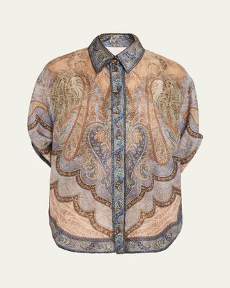 Zimmermann Wanderlust Silk Button-Front Shirt