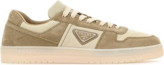 Prada Two Tone Canvas And Suede Downtown Sneakers