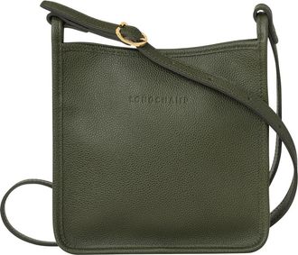 Longchamp Small Le Foulonné Leather Crossbody Bag in Khaki at Nordstrom