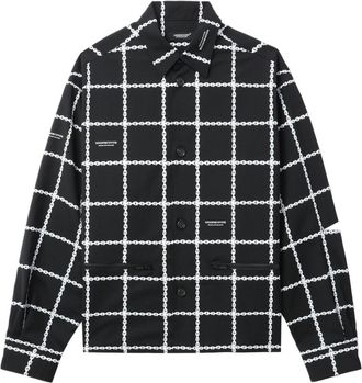 Undercover graphic-print cut-out shirt - men - Polyester/Wool - 3 - Black