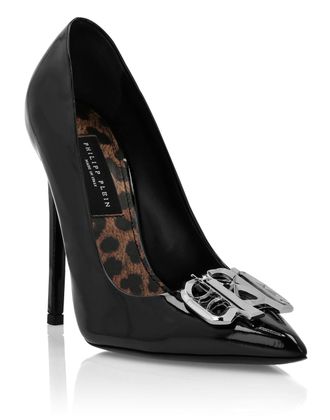 Philipp Plein Patent Leather High Heels Gothic Plein