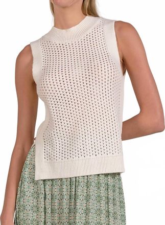 Elan Sleeveless Open Knit Top In White