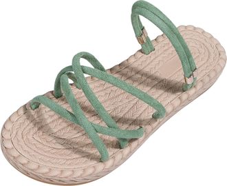 Generic Strap Sandals For Women Solid Color Strappy Crossover Sandals 2 In 1 Wide Sandal Roman Flat Sandal Breathable Beach Shoes Fashion Open Toe Shoes Espad