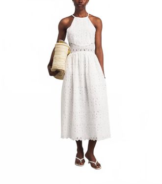 Frame Denim Paisley Eyelet Midi Dress In White