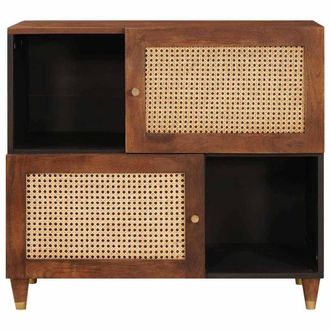 Berkfield Home Media Storage Cabinets & Racks Brown Cane & solid mango wood