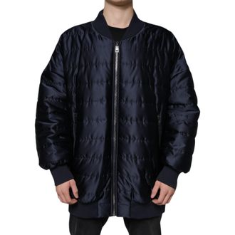 Dolce & Gabbana Dark Blue Quilted Full Zip Bomber Mens Jacket