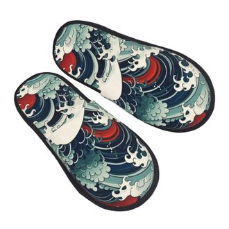 Generic Japanese Waves1 Women Men House Slippers Breathable House Shoes Non-Slip Sliders For Indoor Bedroom Outdoor M