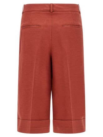 PESERICO Viscose-Linen Blend Bermuda Shorts - Red