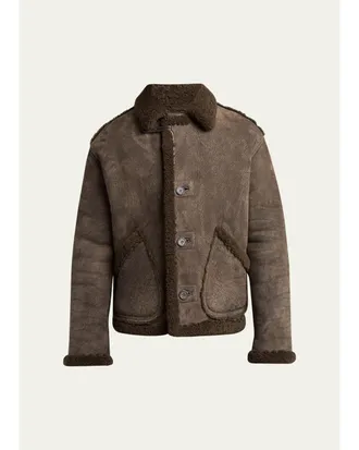 Giorgio Armani Mens Shearling-Trimmed Jacket