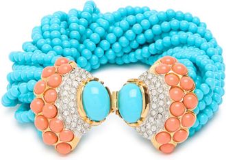 Kenneth Jay Lane Beaded 22kt Gold-plated Bracelet - Turquoise - One Size