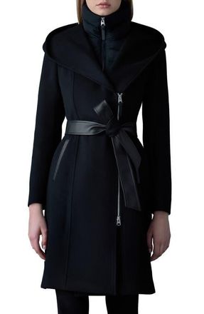 Mackage Shia-SLB 2-in-1 Double Face Wool Coat with Removable Bib in Black at Nordstrom, Size X-Large