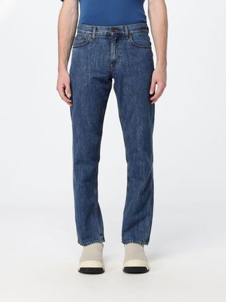 Burberry Jeans a gamba dritta in denim di cotone con logo posteriore