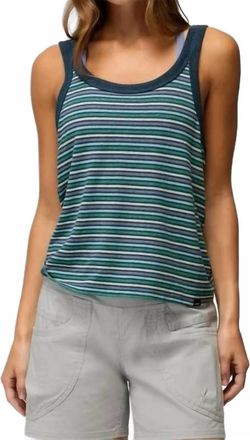 Prana Cozy Up Scoop Tank Top In Bluff Blue Stripe