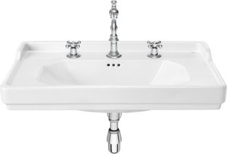 Roca Roca - Lavabo De Porcelana Mural Para Pedestal Con 3 Orificios Carmen Longitud: 800 Mm