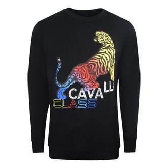 Cavalli gedurfd tijgerontwerp zwart sweatshirt