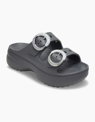 Crocs Womens Crocs Saturday Platform Buckle EVA Womens Carbon Sandals - Grey - Size: UK 8 / eu 41/42 / us w10
