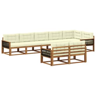 vidaXL Conjunto De Sof&aacute;s De Exterior 8 Pcs Natural Y Crema Vidaxl