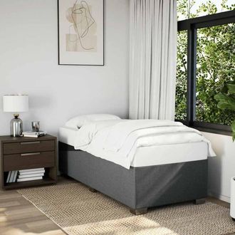Berkfield Home Bed Frame without Mattress Dark Grey&not;Single&not;Fabric in Grey | Size: Single