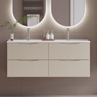 Petits Meubles Mueble lavabo doble encastrado 120cm paneles de melamina y mdf