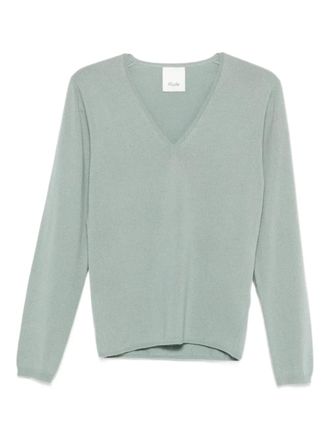 Allude Trui met V-hals en lange mouwen - Groen