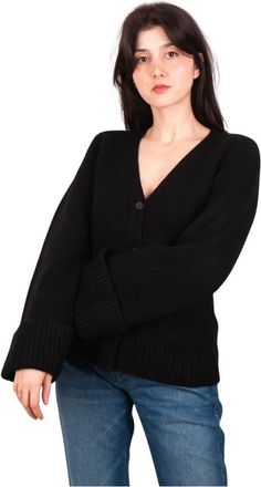 Vince Double-Face Wollen Cardigan met Kasjmiermix - Dames - Vesten - Zwart - L - Wol - Truien & Vesten