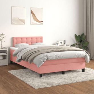vidaXL Vidaxl - Cama Box Spring Con Colch&oacute;n Terciopelo Rosa 120x200 Cm