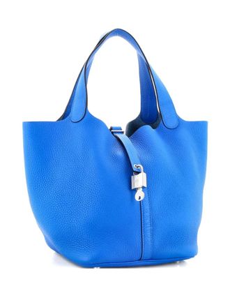 Herm&egrave;s Picotin Lock Bag Clemence MM bucket bag - Blu