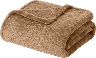 Luxury Home Dama Embossed Fleece Throw Blanket in Taupe at Nordstrom Rack