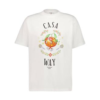 Casablanca T-Shirts, male, White, M, Casa Way Orange Mascot Short Sleeve T-Shirt