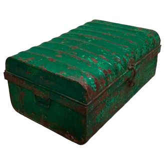 Wanderlust Deco Maleta De Metal Acabado Artesanal Verde 67x37x25h Cm