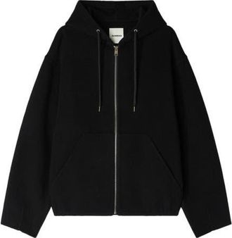 Sandro Hooded zip-up wool jacket in Black at Nordstrom, Size Xx-Large