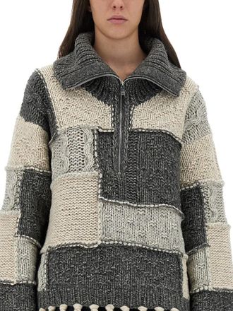 Ganni Patchwork Wool Sweater - Multicolor
