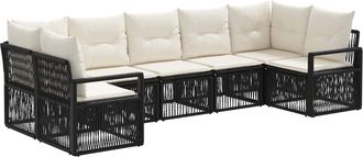 vidaXL Conjunto De Sof&aacute;s De Jard&iacute;n 7 Uds. 7-n&uacute;mero De Plazas Negro Vidaxl
