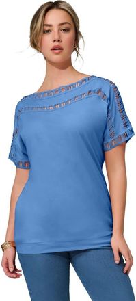 Roaman's Ladder Stitch Tee in Horizon Blue at Nordstrom, Size 4X