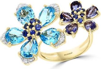 Effy 14K Yellow Gold Diamond & Gemstone Double Flower Ring in 14K Gold at Nordstrom, Size 7