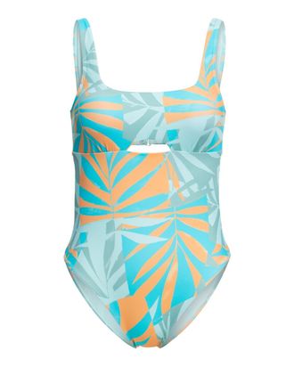 Roxy Badeanzug ROXY Roxy Pro The Double Line, Damen, Gr. XL, blau (blau surf all palmed out), Obermaterial: 78% Polyamid, 22% Elasthan;, Badeanz&uuml;ge Badeanz