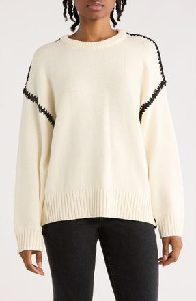 Blu Pepper Stitched Sweater in Cream at Nordstrom Rack, Size Medium