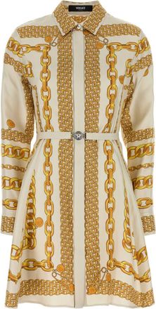 Versace Womens Printed Silk Dress - Ivory Cotton - Size EU 36 (Womens)