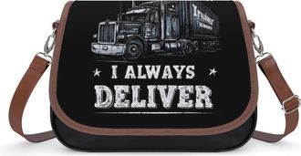 Generic Trucker I Always Deliver Womens Crossbody Bag Fashion Shoulder Handbags Message Tote Bag with Adjustable Strap