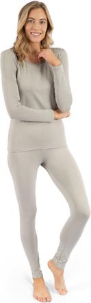 Leveret Womens Solid Thermal Pajama Set in Light Gray at Nordstrom, Size X-Large