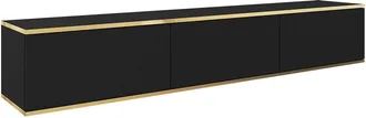 Mirjan24 Mobilier1 - Mueble Tv Felduno 100, Negro + Dorado, N&uacute;mero De Puertas: 0, N&uacute;mero De Cajones: 0, 175x30x32cm