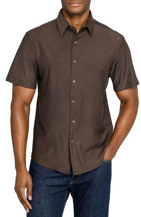 Brooklyn Brigade Solid Mapleton Luxe Cross Dyed Short Sleeve Shirt in Brown at Nordstrom, Size Xx-Large