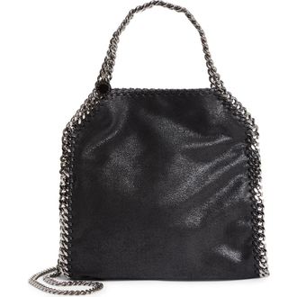 Stella McCartney Mini Falabella Faux Leather Tote in Black W/Silver at Nordstrom