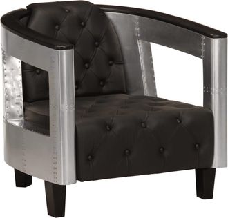 vidaXL Vidaxl - Sill&oacute;n De Aviador De Cuero Aut&eacute;ntico Negro
