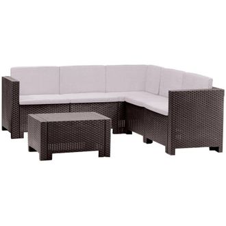 Dmora Dmora - Set salotto da esterno Camerota, Salottino outdoor, Set da balcone o giardino, Composizione soggiorno per esterni, Made in Italy, Marrone